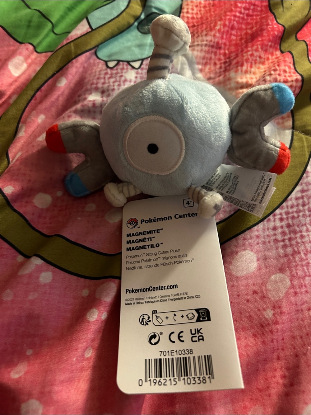 Pokemon Magnemite Plush - Light Blue, Gray, Red & Blue